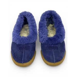 UGG Slippers Purple Suede Shearling Fur Lining Gum Sole 1871 Size 7 Womens